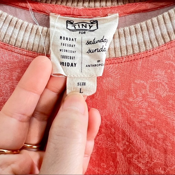 Saturday Sunday Anthropologie Peach Caspian Tunic Shirt Dress Sz L Boho Beachy - Picture 6 of 10